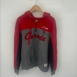 Roots Canada‎ Gray & Red Half-Zip Hoodie Size Large